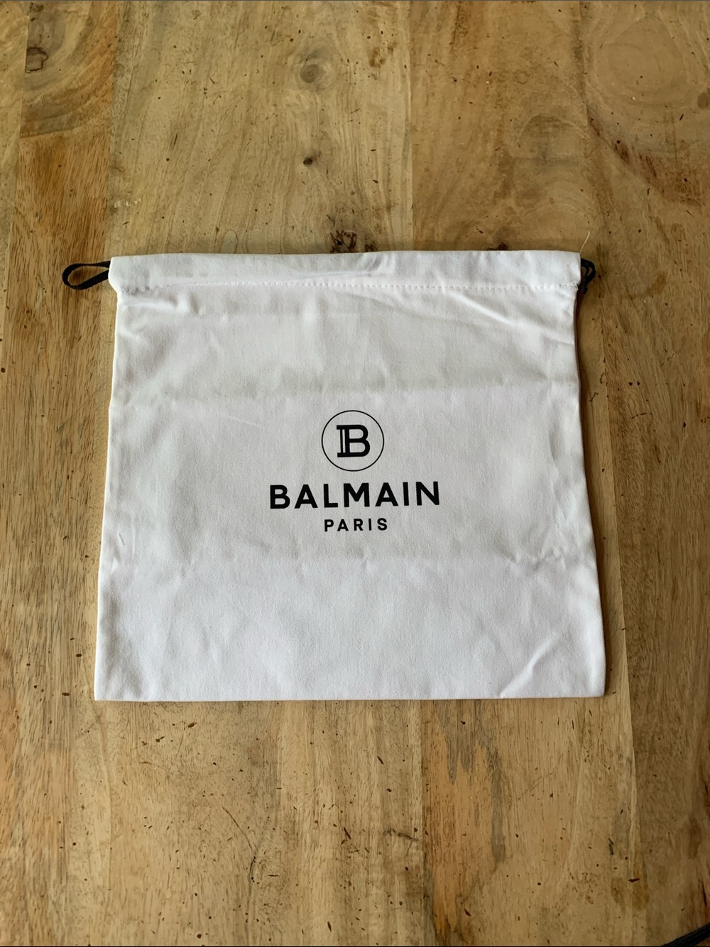 BALMAIN White Drawstring Dust Bag -